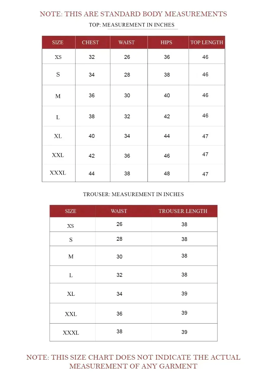 Kids size chart